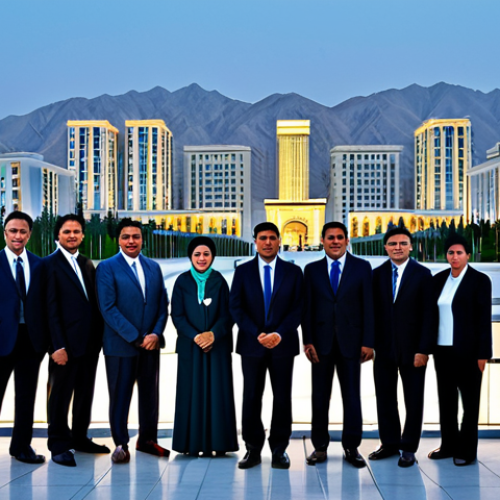 Home 17 A contemporary cityscape of Ashgabat, Turkmenistan, at dusk, showcasing modern, resilient architecture with a focus on strong, earthquake-resistant design. The buildings feature clean lines and robust materials, symbolizing stability and progress. In the foreground, a group of diverse adults, fully clothed in professional, modest business attire, stand together, engaged in a confident, natural pose, reflecting community strength and shared vision. The lighting is soft and inviting, highlighting the city's commitment to safety and innovation. Perfect anatomy, correct proportions, well-formed hands, proper finger count. High-resolution, professional photography, appropriate content, safe for work, fully clothed, family-friendly.