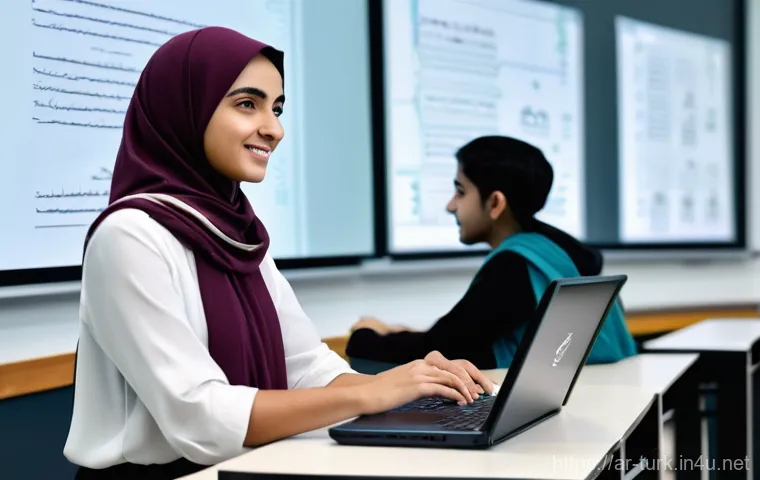 투르크메니스탄 교육 프로그램 - **Image Prompt: Bridging Ancient Heritage and Digital Learning**
    "A vibrant, sunlit classroom in...